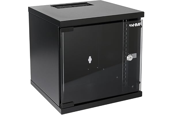 HMF 63406-02 Armoire réseau, Armoire Serveur 10 Pouces | 6 U | 300 mm de Profondeur | Entièrement montée | Porte vitrée | Noir