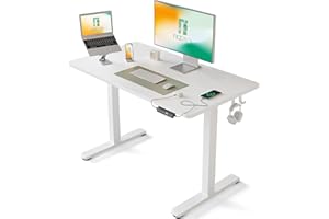 ‎FEZIBO FEZIBO Height-Adjustable Electric Desk, 100 x 60 cm, Computer Standing Desk with Memory Control and Anti-Collision Technology, Mobile Stand-Up Seat Desk, Ergonomic White Surface