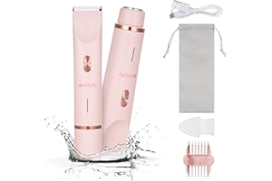 Bestauty Lady Shavers for Women, 2 in 1 Painless Bikini Trimmer Women, Wet & Dry Use IPX7 Waterproof Cordless Lady Shaver, for Face Arms Underarms Pubic Hair Legs, Pink