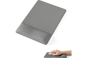 UNIVO COLORS UnivoColors Design-Wave Wrist Rest Mouce Pad,PE Mouse Sliding Panel+Artificial Sheepskin+Memory Foam+Ergonomic+Anti-Slip Gel,Resilience Support During Work and Gaming,Mouce Accessory,Grey