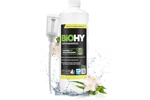 BiOHY Shampoing pour Tapis (Bouteille de 1l) + Distributeur | Concentré de nettoyant pour tapis | idéal pour enlever les taches tenaces | bien toléré par les animaux (Teppichshampoo)