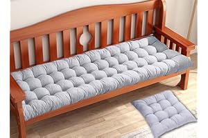 Waigg Kii Cuscino spesso per panca da giardino, a 2 o 3 posti, 80/100/120 cm, in cotone, per sdraio e altalena, per interni ed esterni (110 x 40 cm, grigio)