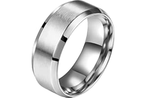 Flongo Anillo De Acero Inoxidable Para Hombre: Anillo De Bodas De Acero Inoxidable Pulido Clásico Simple De 8 Mm Para Hombre