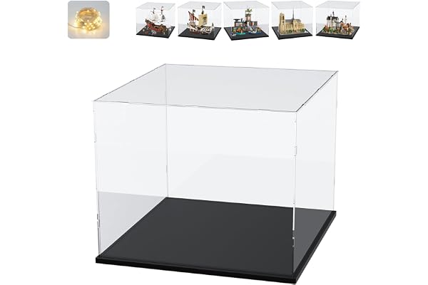 Vitrine Acrylique pour Collection pour Lego 21061 Notre-Dame de Paris pour 75639 Le Bateau Pirate Vogue Merry pour 21063 60419 31109, Boite Plexiglas Transparente Vitrines, Noir Intérieur 50x30x40cm