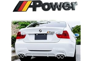 JKGROUP /// Power 3D Black Front Rear Badge Emblem Car Tuning Syling DIY Decoration M Power Performsance Tech Sport Colours, German Flag