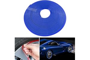 OFZVEO Coche Vehículo Ruedas Protectores, 8M Tiras de Protección de Llanta, Línea De Protección De Neumáticos Moldura De Goma Recorte, Decoraciones de Llantas de Coche (Azul)