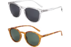 ZENOTTIC 2 Pares Gafas De Sol Polarizadas para Mujer Hombre Retro Redondas Cuadradas Protección UV400 Unisex Gafas de Sol