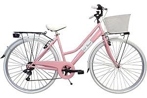 Cicli Tessari - bicicletta da donna bici da passeggio city bike ruota 28 trekking cambio 6 velocita' con cesto anteriore