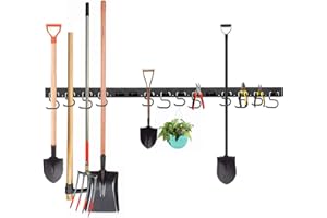 Ihomepark Colgador para Herramientas, 3Pcs Colgador Sistema de Almacenamiento Ajustable, Organizador de Soporte de Pared para Herramientas, Garaje Negro