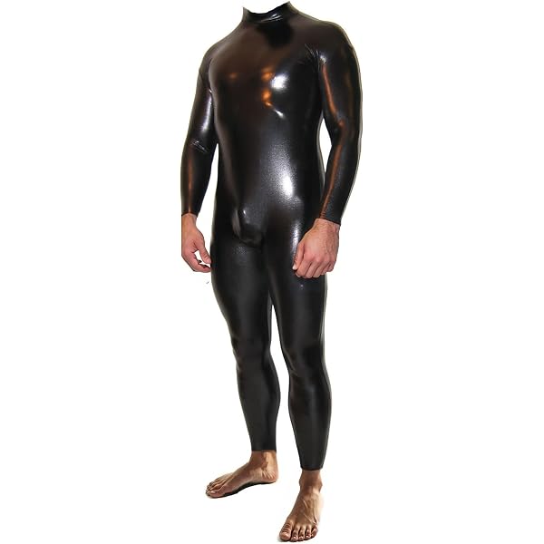 Catsuit Uomo In Lattice Trasparente Nero, Copertura Completa, Spessore 0,4 Mm - Taglia Su Misura