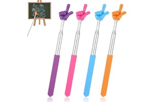 NEEROW 4 Stück Zeigestab Ausziehbar, Edelstahl Zeigefinger Stab, Teleskop Lehrer Zeiger, Bunte Mini Finger Zeigestock für Kinder Klassenzimmer, Präsentation, Lesungen (Blau/Rosa/Lila/Orange)