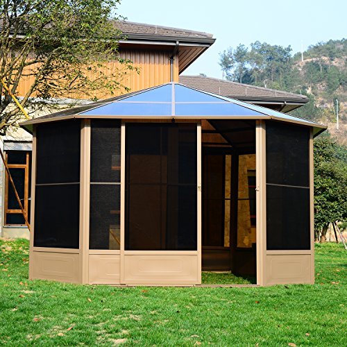 Preisvergleich Produktbild Outsunny® Alu Gartenhaus Haus Gartenpavillon Pavillon Partyzelt Zelt Garten 4x4m Dach