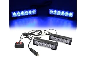 Triclicks 2 * 6 LEDs Feux de Pénétration Lumière Stroboscopique Eclairage Clignotant à 9 Modes pour Voiture Camion Véhicule SUV Lampe pour Avertissement Urgence Secours Travaux DC12V
