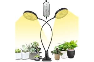 FAVRISON Lampada a LED per piante, 30 W, 156 LED, simile al sole, per crescere con testa a collo di cigno regolabile, per auto on/off, impermeabile, con 5 livelli dimmerabili per piante da interni