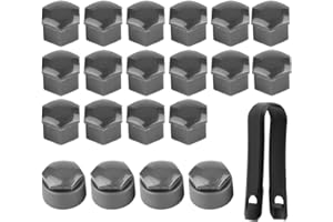 YOSOO Cache Ecrou Jante, 17mm Cache Ecrou Antivol Rond, 20 Pièces Capuchons De Couvercle De Boulon D'écrou De Roue Avec Clips Pour (Gris)