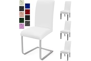 EOZAKAVOD Fundas Sillas de Comedor Pack de 4 Cubiertas de Sillas Fundas para Sillas Modern Fundas Sillas Comedor Lavables Cubiertas para Sillas Fundas Elásticas para Boda, Hogar, Hotel (Blanco, Pack de 4)-C