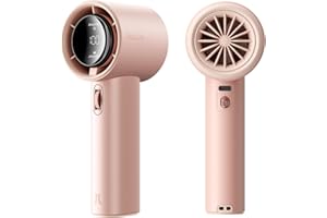 JISULIFE Tragbarer Handventilator,Turbo Mini Ventilator Einstellbare Geschwindigkeit(1-100),Wiederaufladbarer 3600mAh Akku,Digitales Display,Für Reisen/Camping/Outdoor-Pink