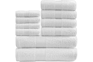 GC GAVENO CAVAILIA Juego de 10 Toallas Toronto, 450 gsm, lujosas, absorbentes, supersuaves y acogedoras, Color Blanco, pack de 10