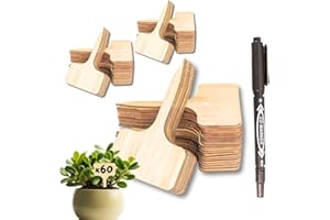 CULTIVEA® – 60 Étiquettes en Bois Jardin 10x6 cm + Crayon Double Mine – Étiquettes Potager, Plantes, Semis, Herbes Aromatiques – Bois Naturel, Réutilisables, Extérieur & Intérieur