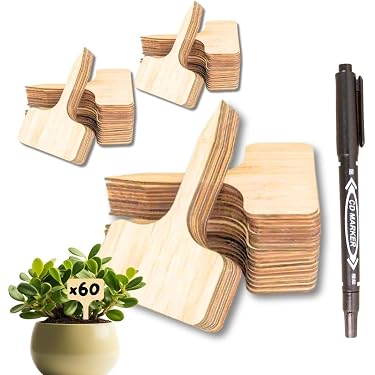 25 étiquettes En Bois Pour Plantes - Piquets Bambou Marqueurs De Jardin Pour Aromatiques, Fleurs, Légumes