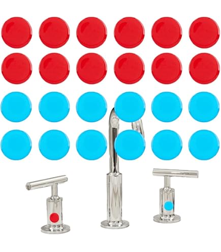 Heiß/Kalt-Aufkleber Für Wasserhähne – 35mm, Wasserdicht, 10 Stück, Rot/blau