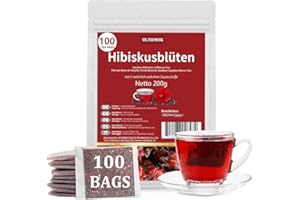 ULTHMOK Premium Hibiscus Tea Bags - 100% Pure Dried Hibiscus Flowers, Natural and Additive-Free, Decaffeinated - 100 Tea Bags/200g