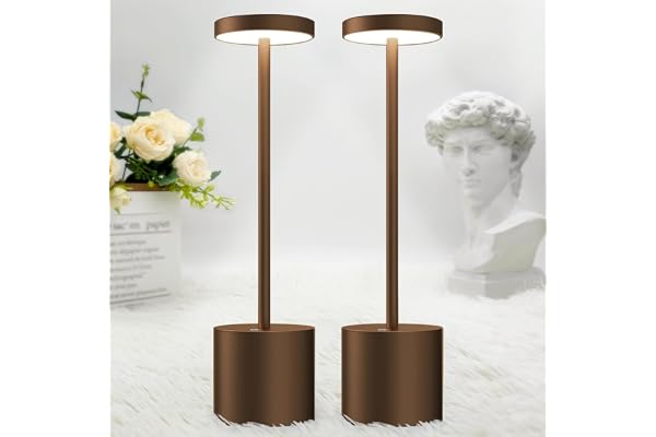 Hapfish Lampe de chevet tactile sans fil, 5000mAh 2 PCS lampe de table rechargeable LED, lumiere bureau USB puissante piles, 3 températures de couleur, pour chevet, bureau, restaurant, exterieur