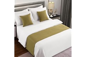 ‎AMBERIS AMBERIS Bettläufer & Schals Grün, Kunstleinen Langlebig Dekorativ Bettschals für Haus und Hotel