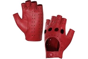 Harssidanzar Femme Demi Doigts Gant, Femme Gants De Conduite En Cuir Sans Doigts Peau De Mouton GL012