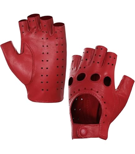 Gants Sans Doigts En Cuir D'agneau Pour Femme - Mitaines Demi-doigts - 100% Peau Mouton