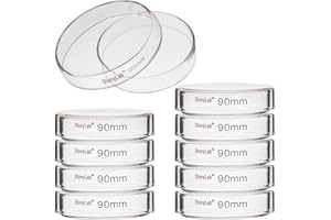 stonylab 10pk Boîte de Pétri Verre, 90 x 20 mm Verre Borosilicaté Autoclavable Boîte de Culture Cellulaire Petri Dish avec Couvercle Transparent pour Laboratoire