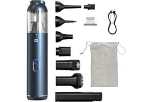 ‎MINTHOUZ Minthouz Mini Autostaubsauger kabellos, 15000Pa Handstaubsauger kabellos mit LED-Licht, 2H Quick QC 3.0 schnelles Aufladen bis zu 30 Minuten Laufzeit, tragbarer Kleiner Staubsauger für Auto Haus Büro