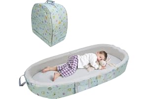 LIROPAU Lit de Voyage Portable Et Imperméable, Lit de Voyage Pliable pour Enfant Avec Matelas, Lit de Voyage pour Bébé pour Bébés, Enfants, Et Petits, Drap Lavable Inclus, pour Le Camping Et Les Voyages