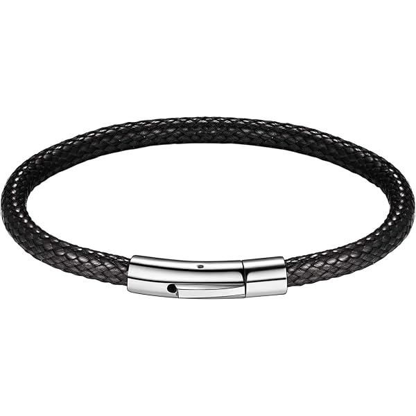 Cordon Bracelet/collier Homme Personnalisable - Corde De Cire Noire/brune, Fermoir Acier, Largeur 5mm