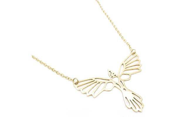 Élégant collier mi-long, pendentif aigle, phénix style géométrique, origami, acier inoxydable, chaînette d'extension 5cm
