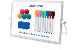 VEFTSVY Magnetisch Whiteboard Klein, Whiteboard Klein, Schreibtafel Abwischbar Mini Magnetisch Kinder für Büro, Schule & Zuhause, inklusive Marker und Tafellöscher (20×30 cm)