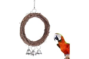 WAIBBU Wellensittich Ring Nymphensittich Ring Vogel Hölzerne Schaukel Ring Schaukel Kauen Vogel Rattan Ring Papageien Rattan Ring Für Vögel Papageien Nymphensittiche Wellensittiche Kanarienvögel
