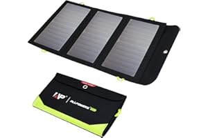 ALLPOWERS 5V 21W Solar Panel, Tragbares Solarladegerät, 3 USB-Ausgangs & 2 USB-Eingangs Wasserdichtes Faltbares Solarpanel, Solar Ladegerät, Solar Powerbank für Smartphone, Tablets, Outdoor, Camping