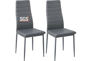 ‎BUYBYROOM buybyroom Esszimmerstühle 2er Set Metall Küchenstuhl, Esstisch Stuhl Bequemer Polsterstuhl SitzfläChe,Grau