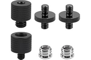 NAZAZ Kit Adattatori Treppiede in Lega di Alluminio di Alta Qualità, 4 Pezzi - Convertitore Filettatura da 1/4" a 3/8" e 3/8" a 1/4" per Fotocamera, Microfono, e Accessori Fotografici
