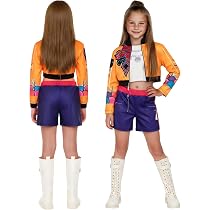 Disfraz K-pop Para Niñas - Conjunto De Cantante Pop Con Abrigo Amarillo Y Pantalones Cortos Azules (3-12 Años)