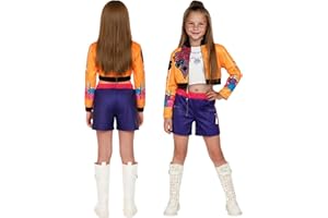 Axinyijia Disfraz Rumi Kpop Niña, Conjunto de Disfraces Guerreras Kpop con Chaleco Chaqueta Shorts, Disfraz de K pop para Niñas Carnaval Cosplay