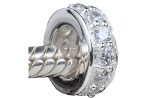 JIARONG CHARMS Argent sterling 925 Zircon Clip Charm arrêtoir Espace charmes pour bracelets Pandora Bracelet à breloques