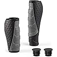 PRUNS Bike Handlebar Grips, Mountain Bike Grips Rubber Antislip, 22mm Universal MTB Grips for MTB Mountain Bike,Electric Bike,BMX,Folding Bike,Scooter etc. (Black+Grey)