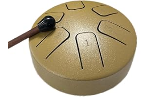 DZPUHUOJZ Steel Tongue Drum 3.8 Inch 6 Notes, Handpan Drum With Drumsticks, Percussion Instrument Buddha Stones Mini Steel Tongue Drum For Education Entertainment Meditation Yoga Zen Gifts (Gold)