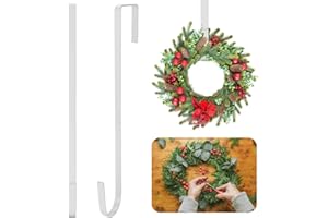 lmytdo Christmas Wreath Hanger for Front Door (12 in/30cm) Strong Metal Wreath Door Hanger Over Door Hooks for Wreath Holder for Xmas Wall Wedding Christmas Wreath Decor (White)
