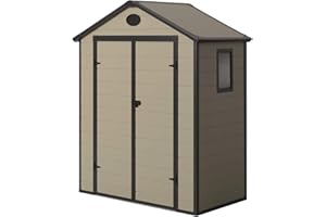 GARDIUN KSP38170 - Casetta in Resina Rosetta Crudo/Marrone 1,92 m² Ext. 102 x 188 x 225 cm