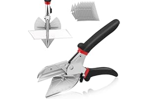 SITARCMIN Miter Shears - 45 to 135 Degree Multi Angle Trim Cutter - with Safety Lock Hand Tools and 12 SK5 Alloy Spare Blades - Mitre Shears Angle Cutter for Cutting PVC Wire Duct Beading Wood Moulding Plastic