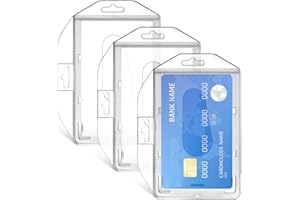 LOBVABA Porta Badge 3 Pezzi, Trasparente Porta Carte di Credito con Slot per Pollice, Porta badge da collo, Porta tesserino, Porta tessera, Porta badge rigido per Carte D'identità e Badge ufficio Pass