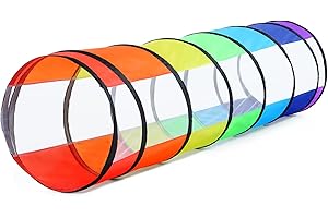 WILWOLFER Kids Play Tunnel for Toddlers, 6 Foot Pop Up Crawl Through Tunnel Play Tent for Baby Infant Children or Dog with 2 Mesh Sides, Kids Tunnel Toys or Gift Indoor & Outdoor (Classic Mesh Crawling Tunnel)